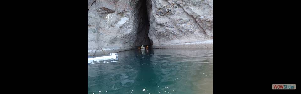 Conrad exploring a sea cave